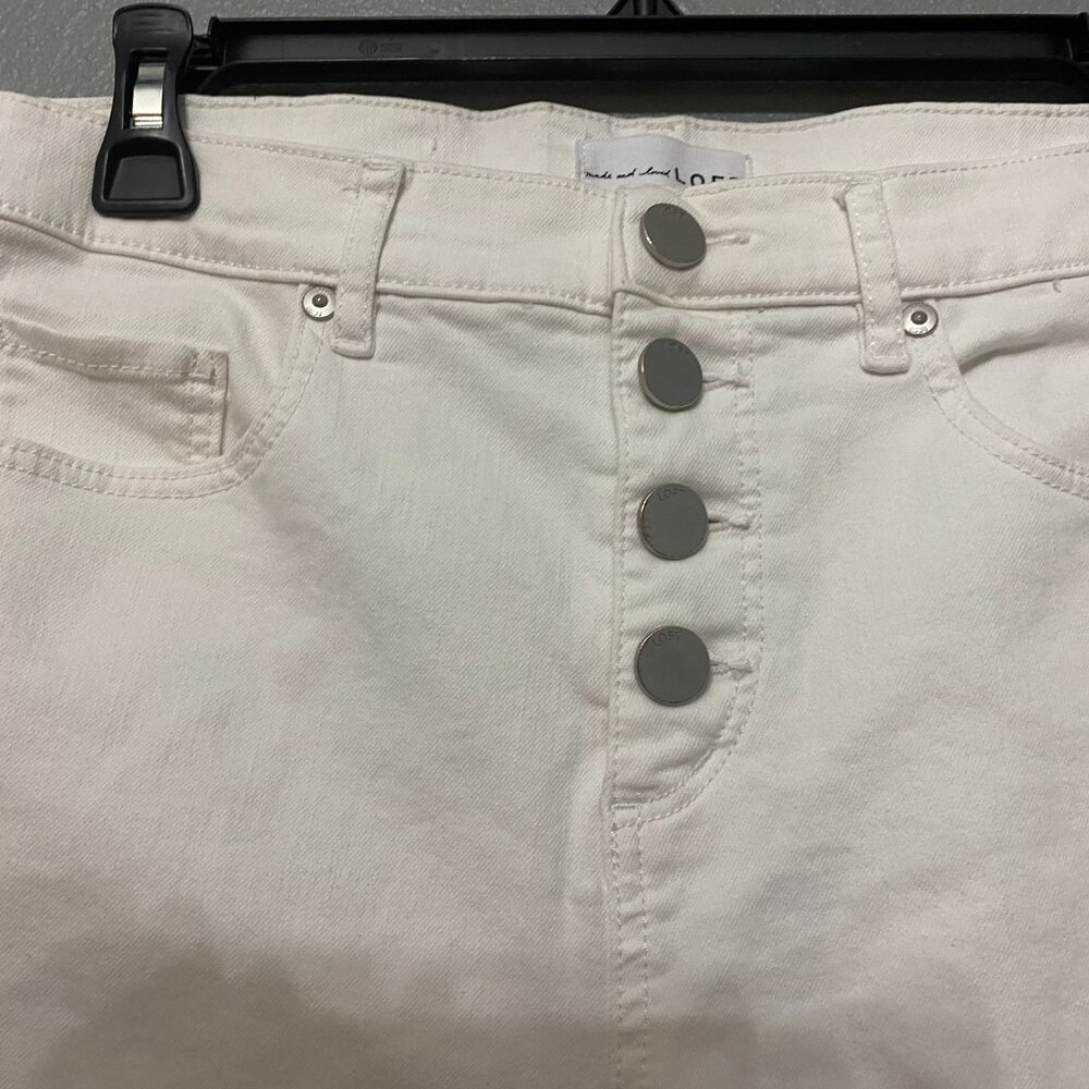 Loft White Five Button Straight Jeans - image 2